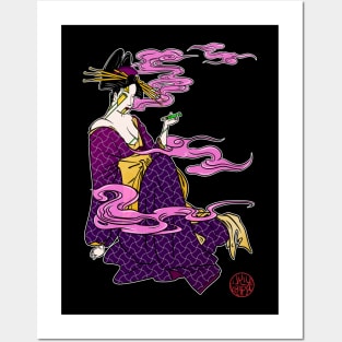 Bijinga - Smoking woman in kimono Posters and Art